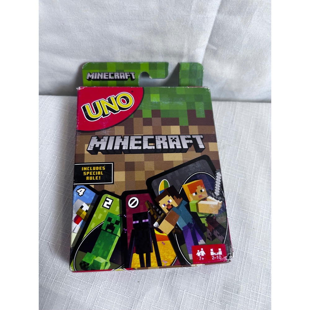 Mattel Uno Card Game OS Green Minecraft Special TNT Rule Kids